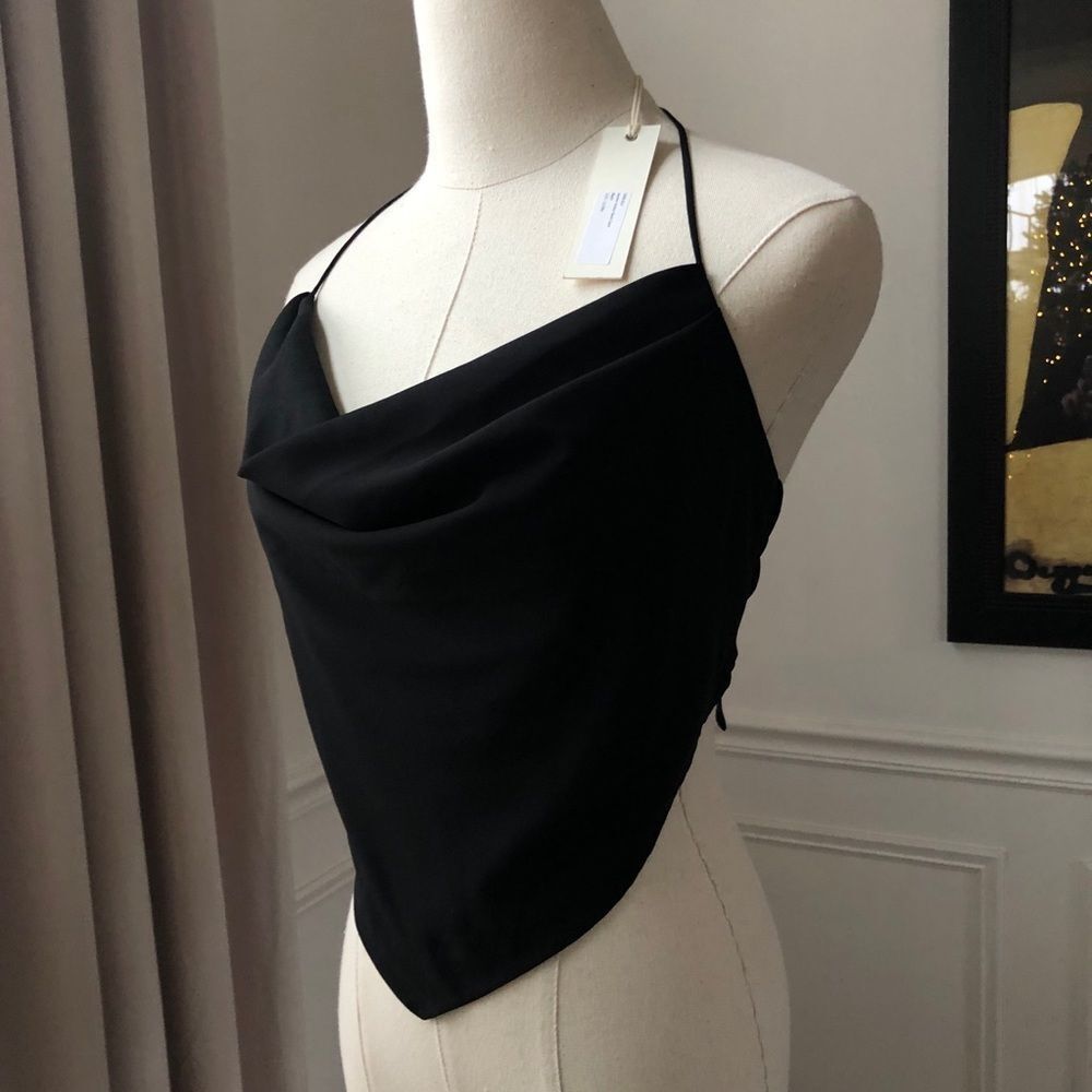 NWT Capulet Jayden Halter Neck Cami Open Back Handkerchief Black S - Picture 2 of 11